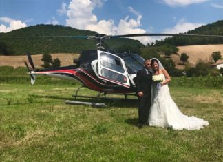 Cascia, neo sposi in elicottero sul monte Alvagnano