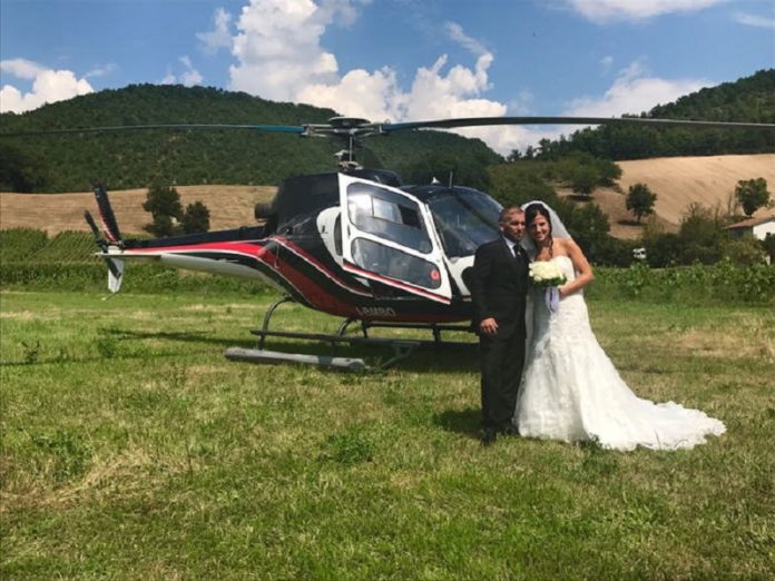 Cascia, neo sposi in elicottero sul monte Alvagnano