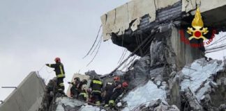 A Genova le unità cinofili dell'Umbria, si scava tra le macerie