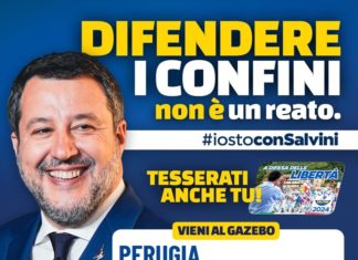 Perugia gazebo raccolta firme a sostegno del Ministro Matteo Salvini