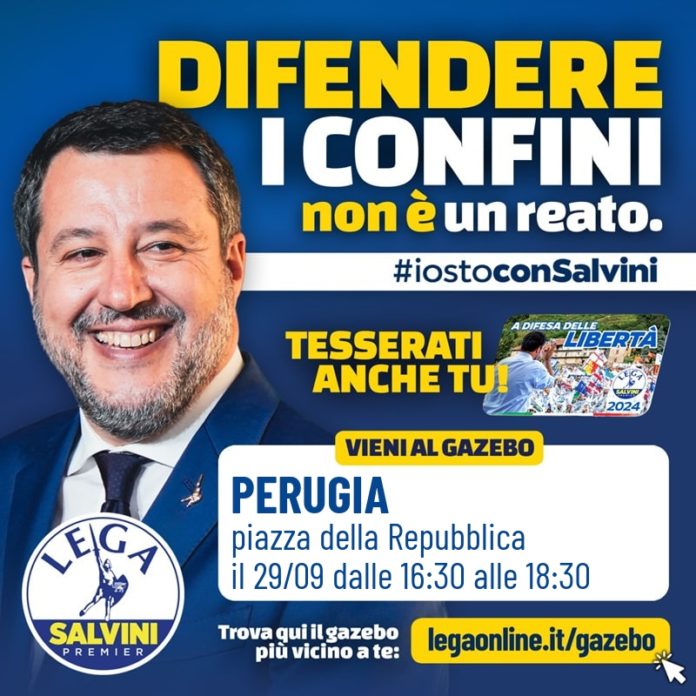 Perugia gazebo raccolta firme a sostegno del Ministro Matteo Salvini