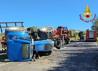 Terni, trattore si ribalta sulla SP 65